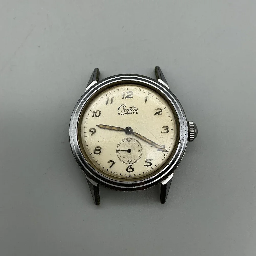 Vintage Croton Aquamatic Incabloc Mens Watch 31mm Cream Dial Automatic